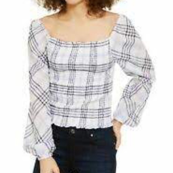INC Smocked Plaid Blouse - Picture 2 of 9